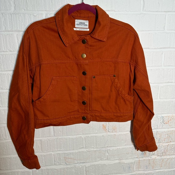 Cropped Orange Denim Jacket - Picture 1 of 6